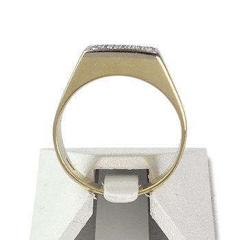 Chevalière d'occasion or 750 2 tons diamants