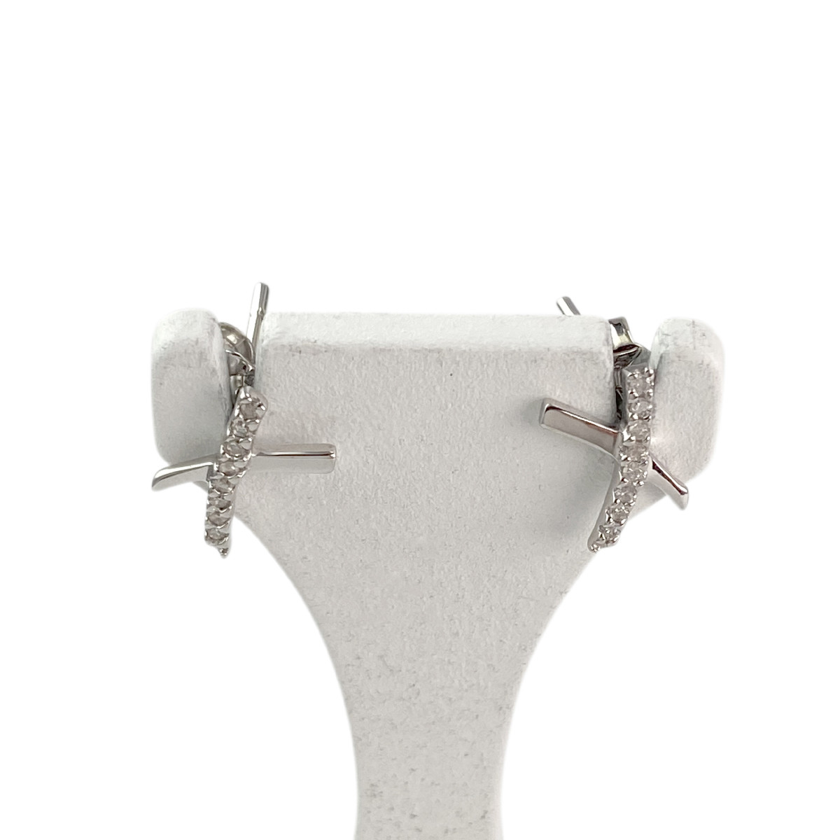 Boucles d'oreilles d'occasion or 375 blanc diamants