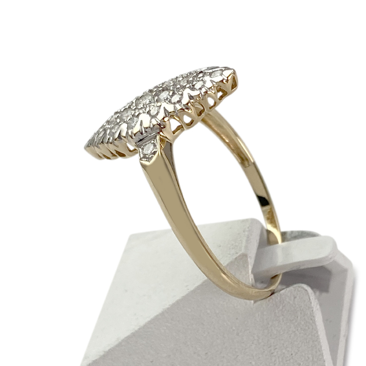 Bague d'occasion or 750 jaune marquise diamants - vue 2