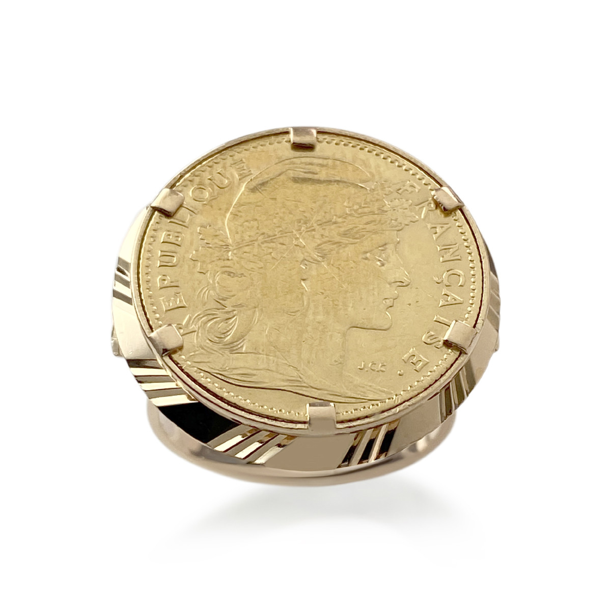 Bague d'occasion or 750 jaune porte pièce