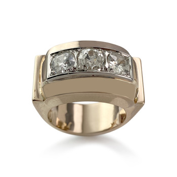 Second hand ring gold 750 2 gold tank diamonds