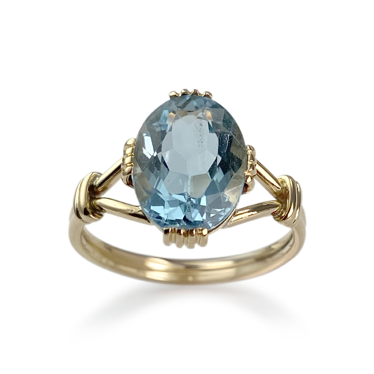 Bague d'occasion or 750 jaune aigue marine