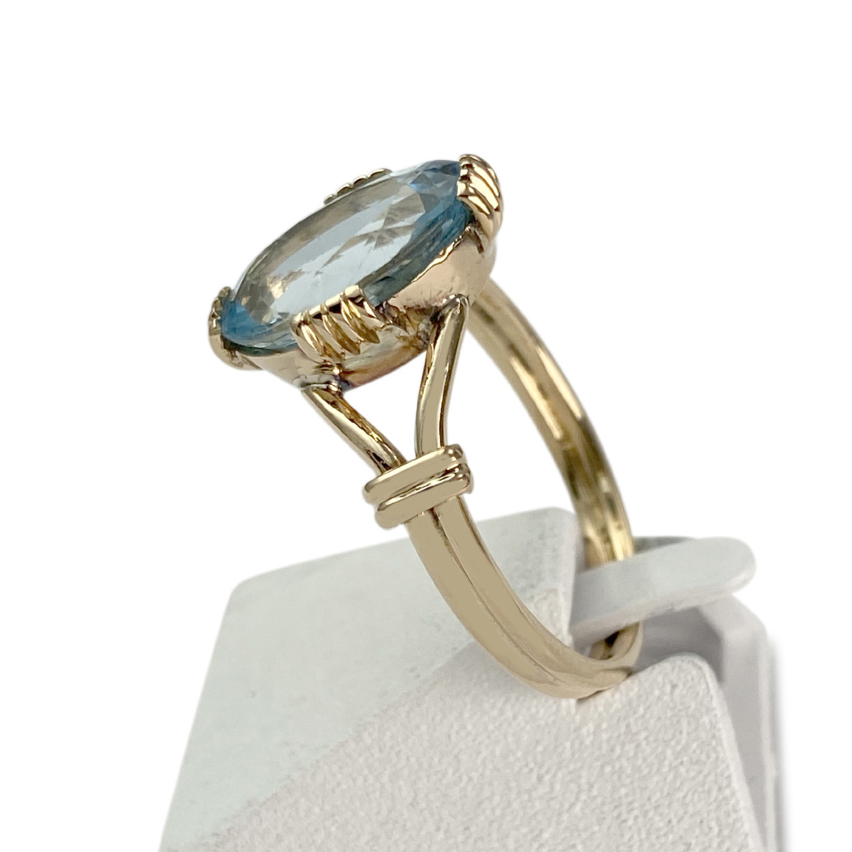 Bague d'occasion or 750 jaune aigue marine - vue 2