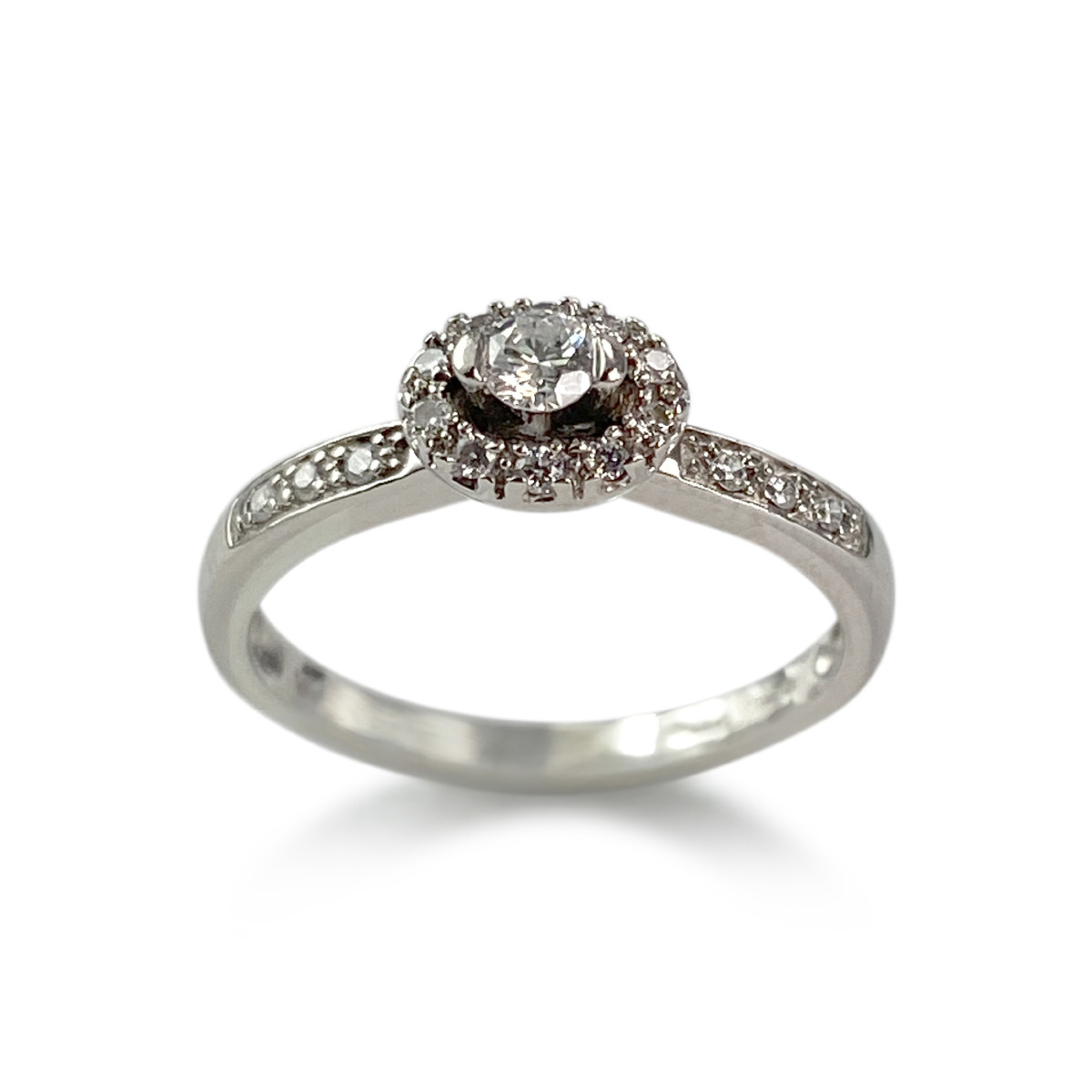 Second-hand gold ring 750 white flower diamonds