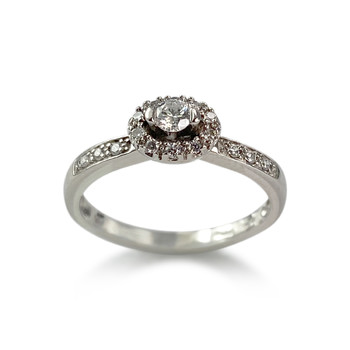 Bague d'occasion or 750 blanc fleur diamants