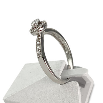 Bague d'occasion or 750 blanc fleur diamants