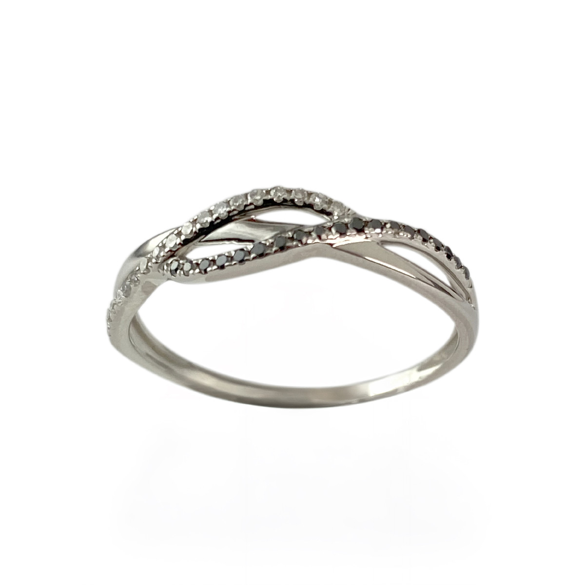 Bague d'occasion or 375 blanc diamant diamant noir