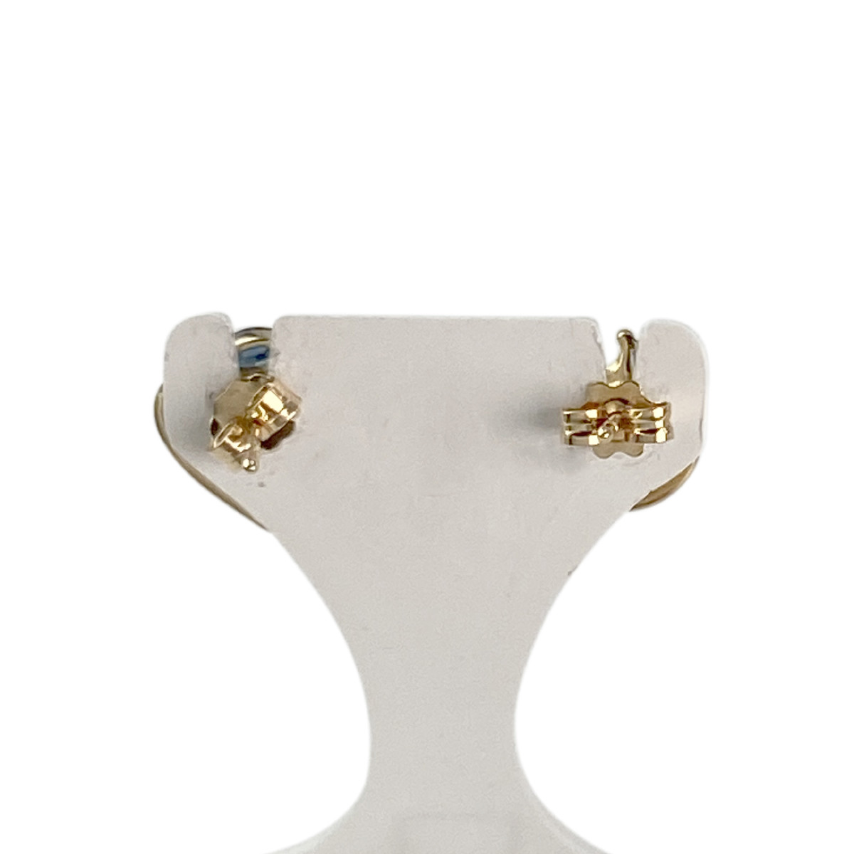Boucles d'oreilles d'occasion or 750 rhodié 2 tons saphir emeraude diamant - vue 3