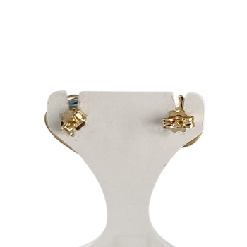 Boucles d'oreilles d'occasion or 750 rhodié 2 tons saphir emeraude diamant