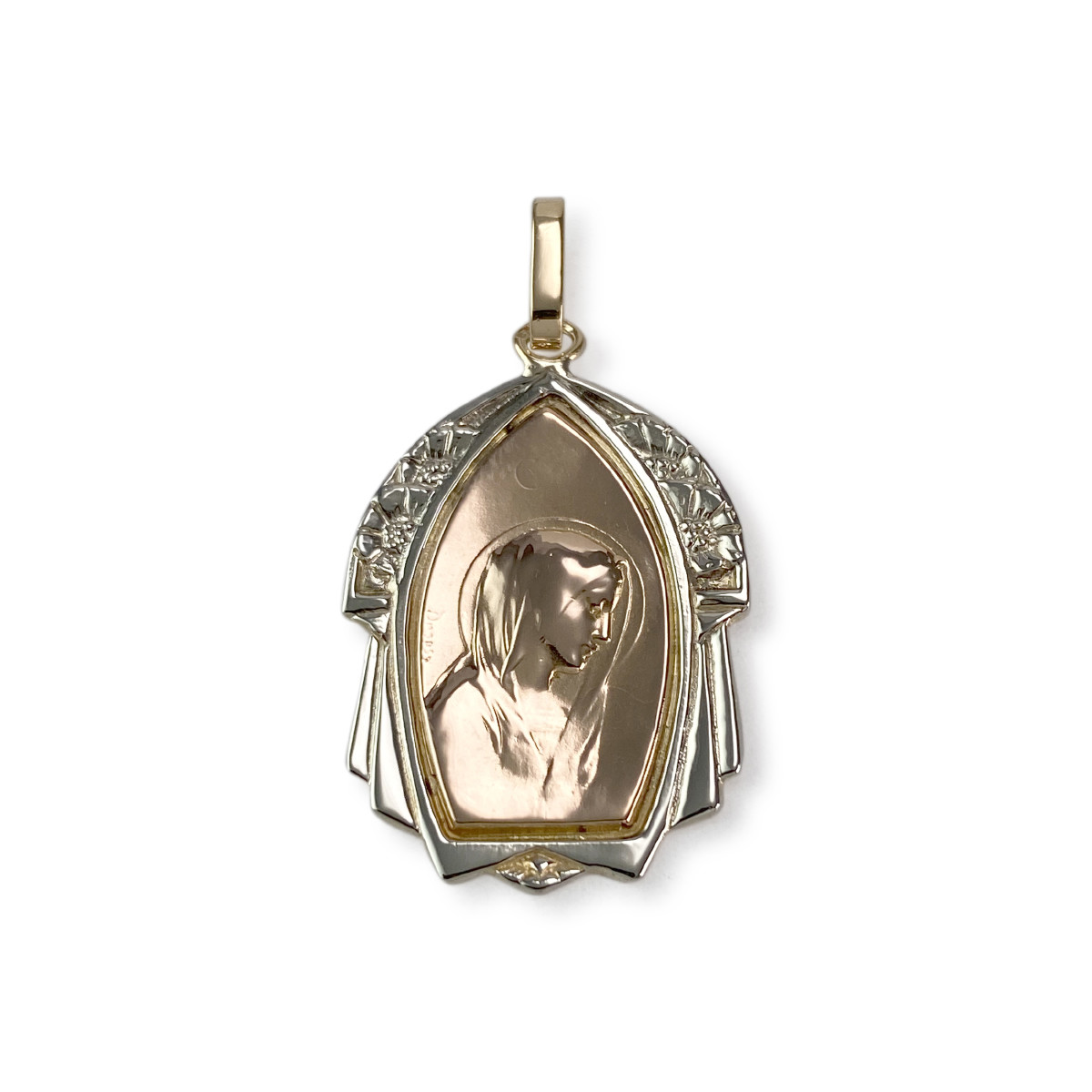 Médaille vierge d'occasion or 750 rhodié 2 tons
