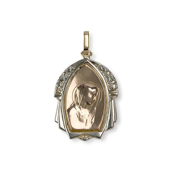 Médaille vierge d'occasion or 750 rhodié 2 tons