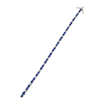 Bracelet d'occasion or 750 blanc saphirs et diamants 18 cm