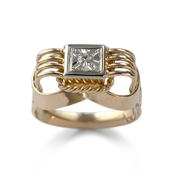 Bague d'occasion or 750 rhodié 2 tons diamant