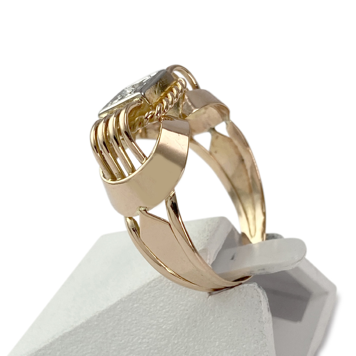 Bague d'occasion or 750 rhodié 2 tons diamant - vue 2