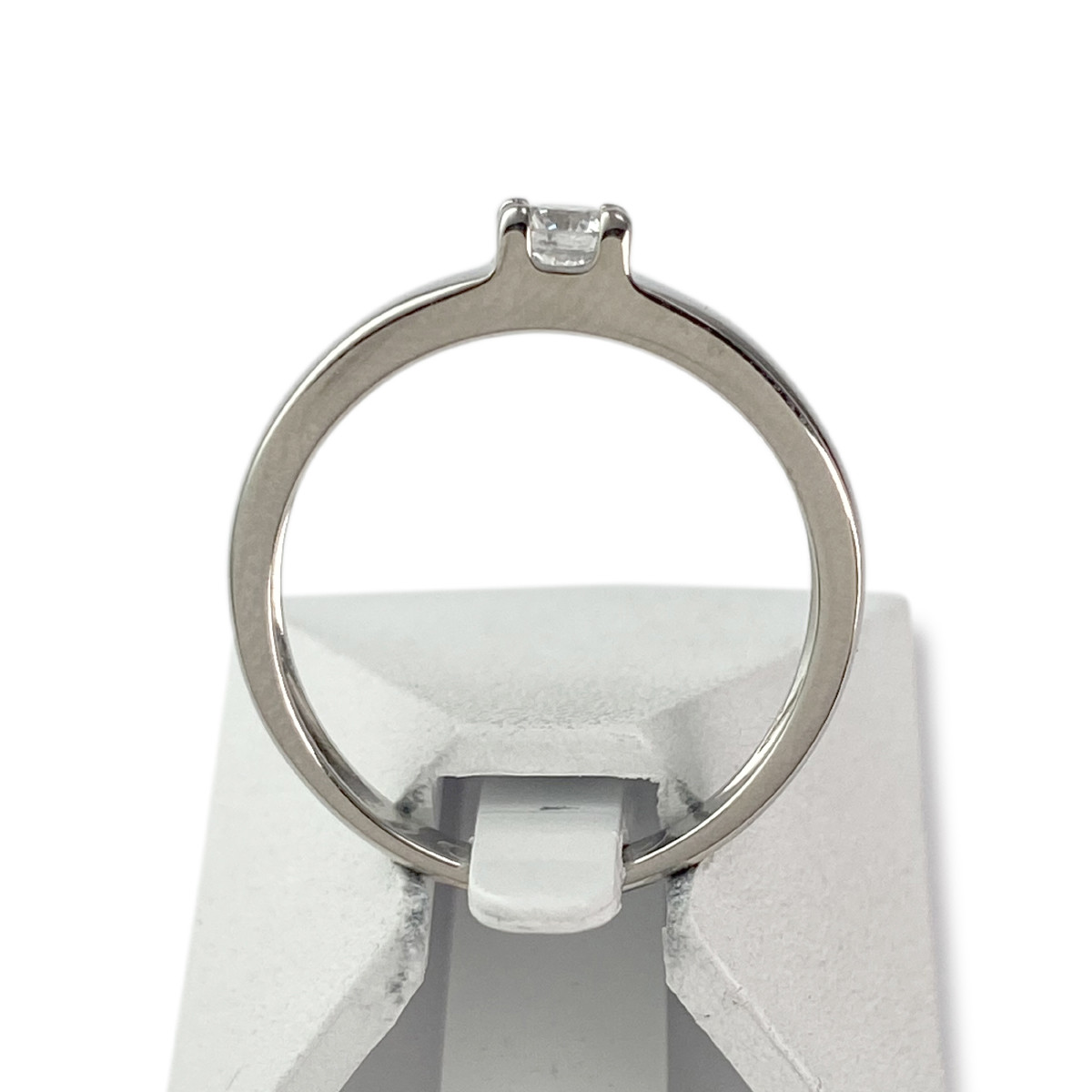 Solitaire d'occasion or 750 blanc diamant - vue 3