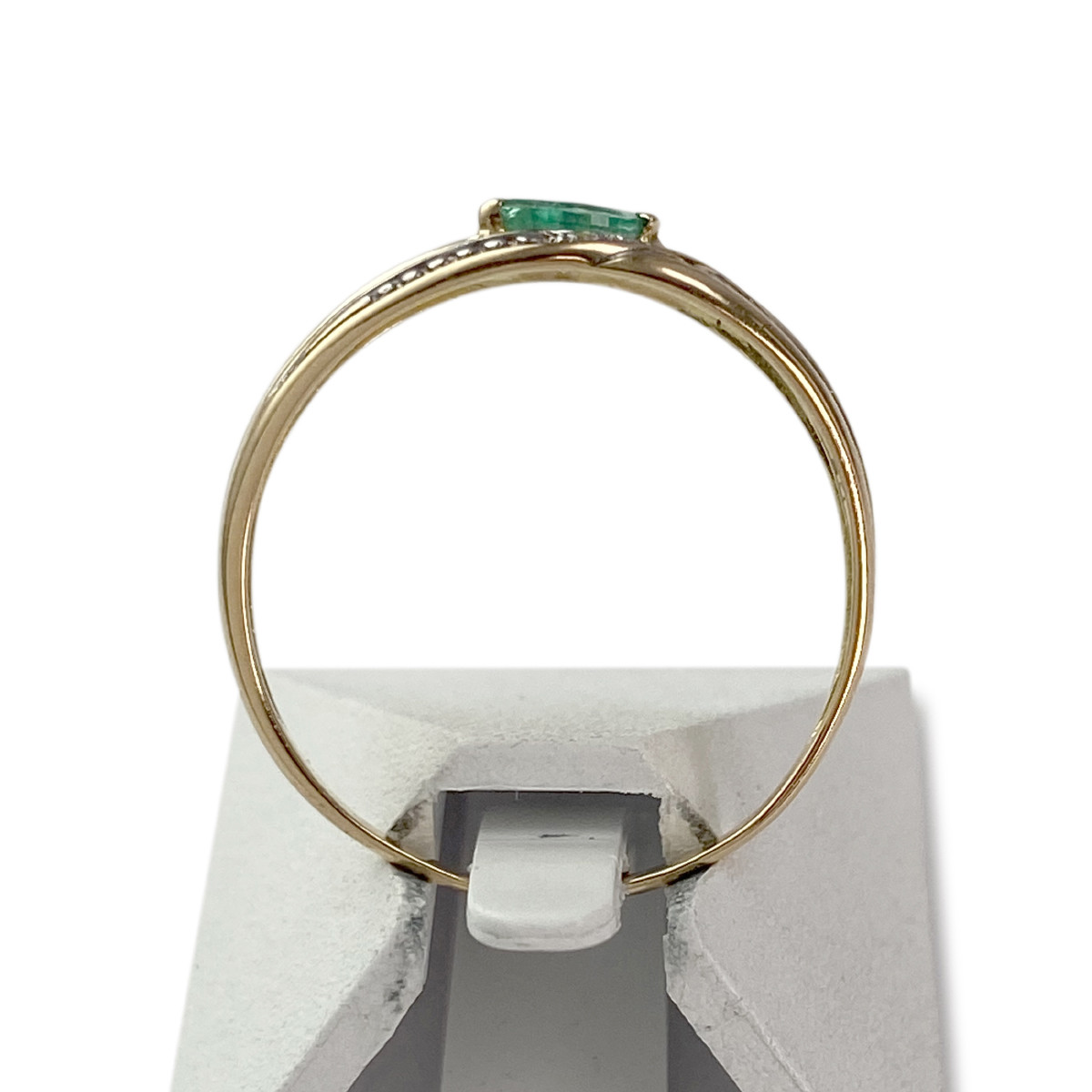 Bague d'occasion or 750 jaune émeraude diamant - vue 3