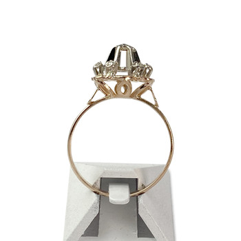 Second-hand gold ring 750 rose and white flower diamonds