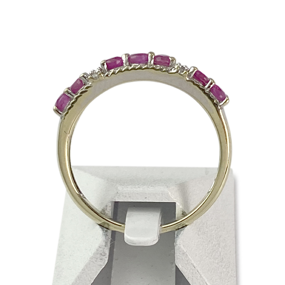 Bague d'occasion or 750 blanc diamants rubis - vue 3