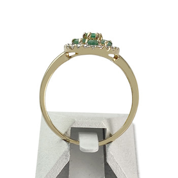 Second-hand gold 750 yellow flower emerald diamonds ring