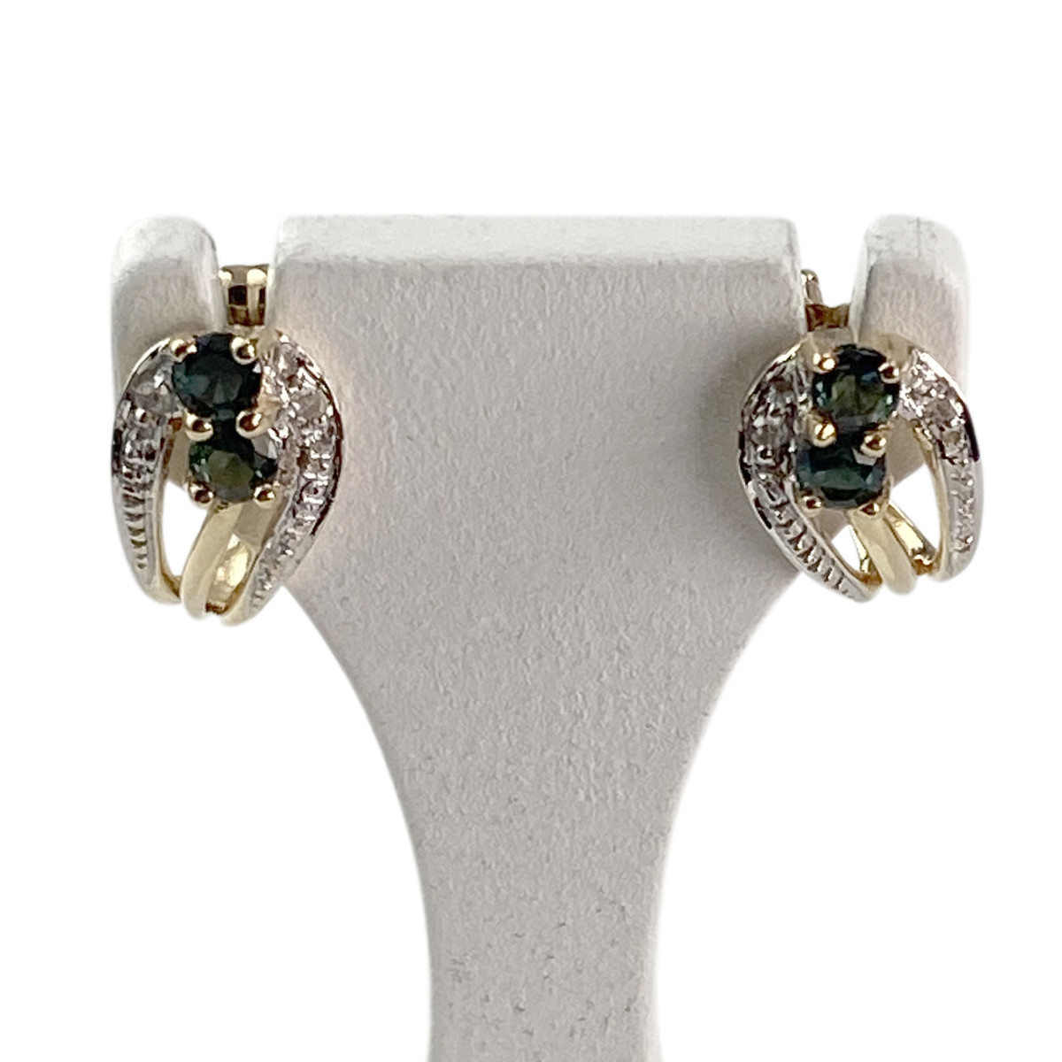 Boucles d'oreilles d'occasion or 750 2 ors saphirs diamants