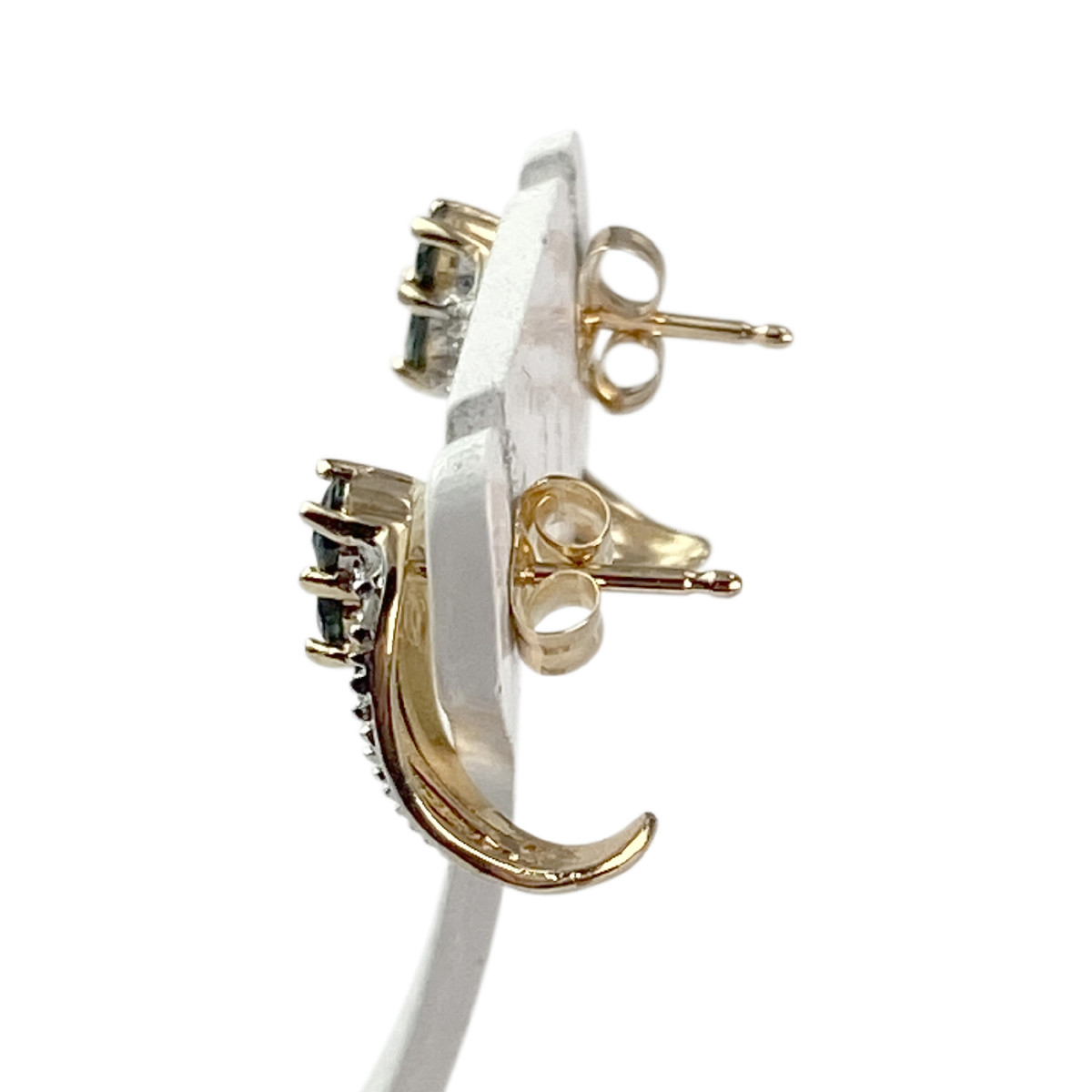 Boucles d'oreilles d'occasion or 750 2 ors saphirs diamants - vue 2