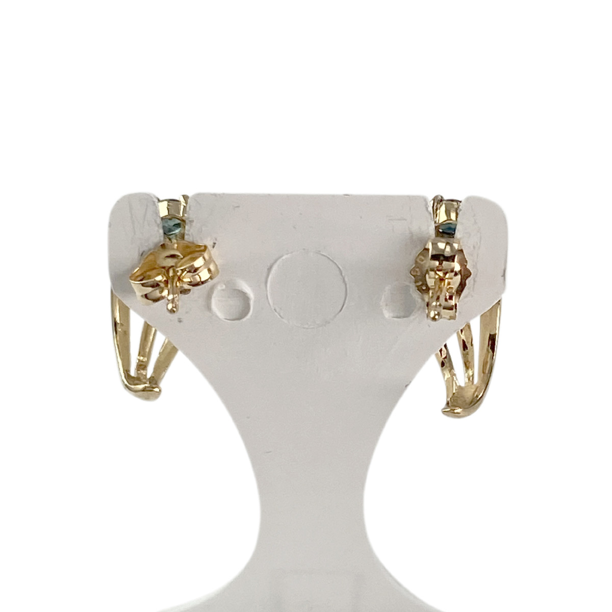 Boucles d'oreilles d'occasion or 750 2 ors saphirs diamants - vue 3