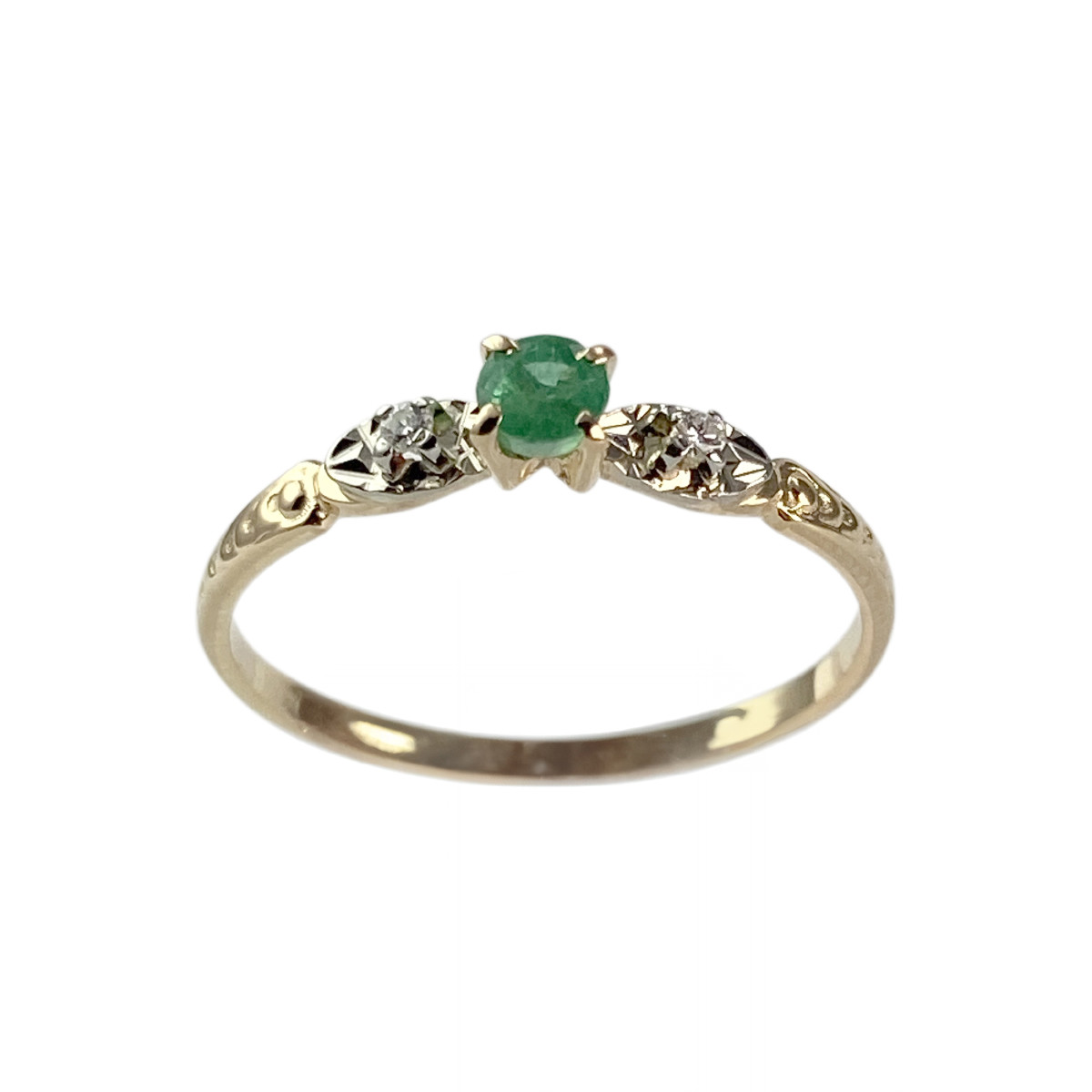 Bague d'occasion or 750 jaune diamants émeraude