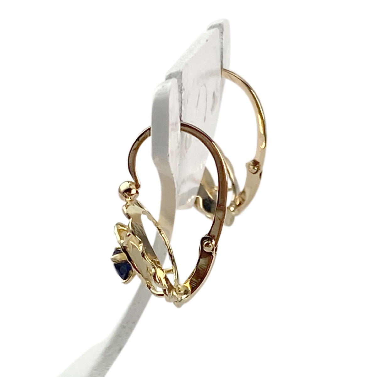 Boucles d'oreilles d'occasion or 750 jaune saphirs - vue 2