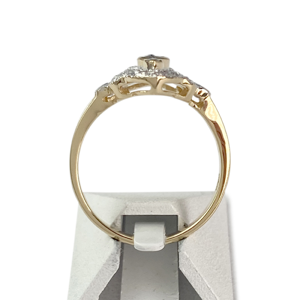 Bague d'occasion or 750 2 ors marquise saphirs diamants - vue 3