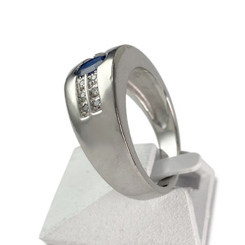 Bague d'occasion or 750 blanc diamant saphir