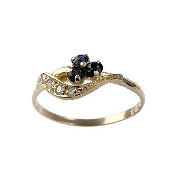 Bague d'occasion or 750 jaune saphir diamant