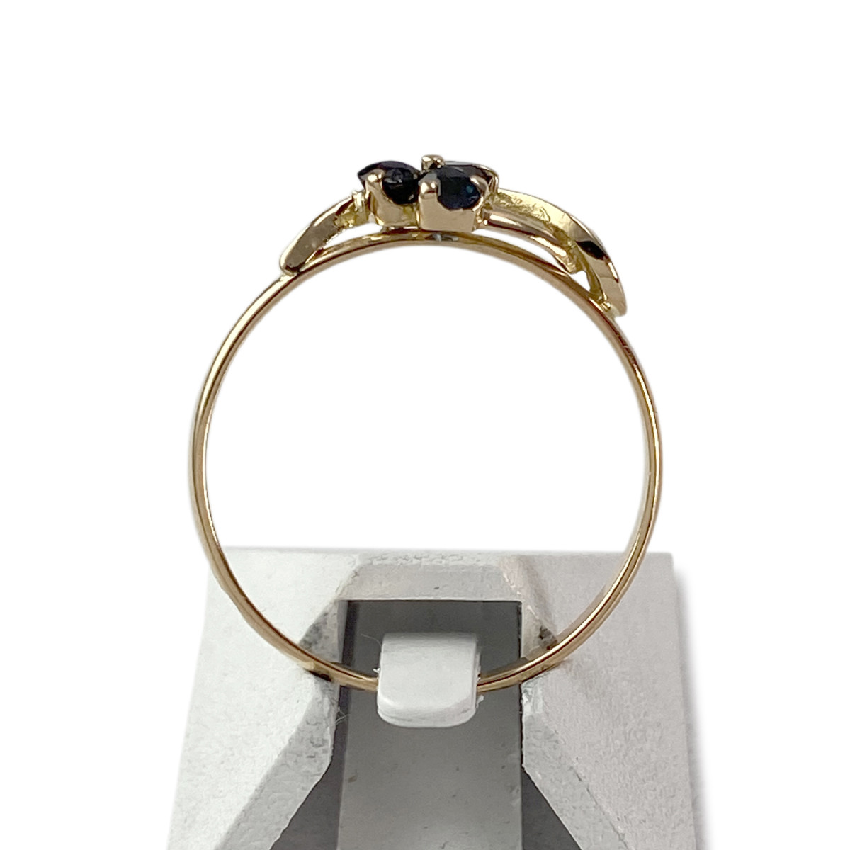 Bague d'occasion or 750 jaune saphir diamant - vue 3