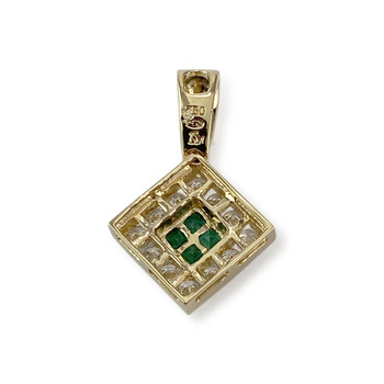 Pendentif d'occasion or 750 jaune diamant émeraude