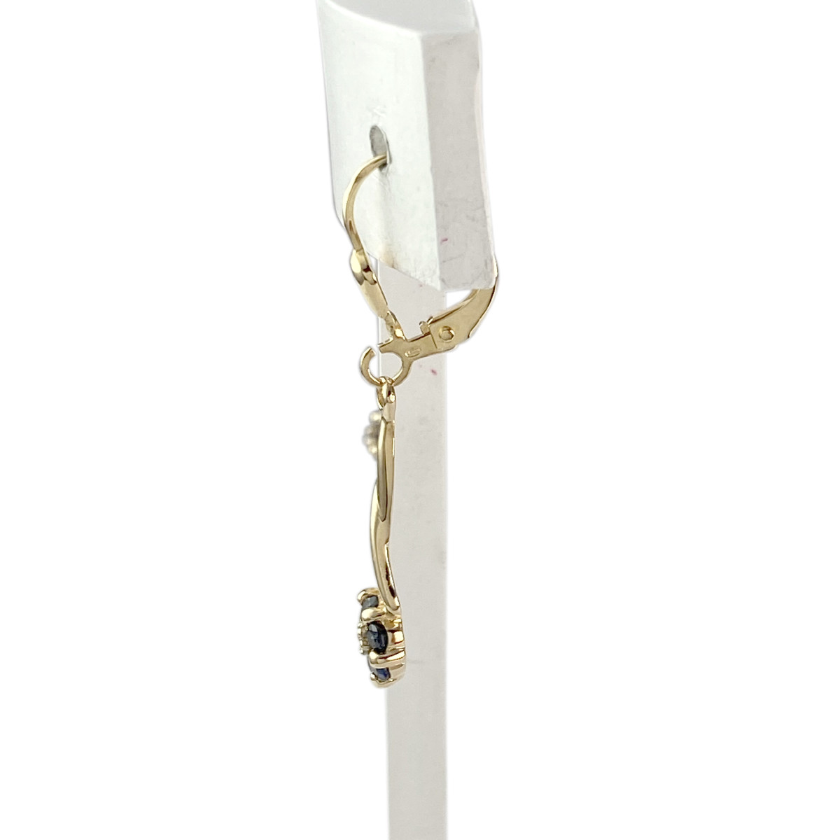 Boucles d'oreilles d'occasion or 750 jaune diamant saphir - vue 2