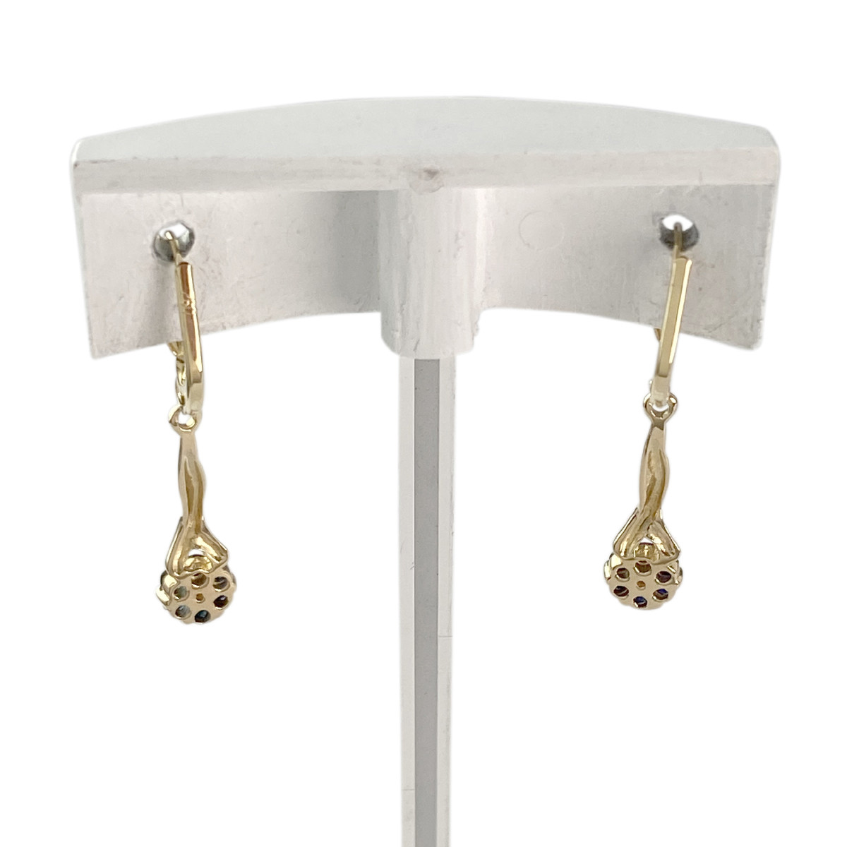Boucles d'oreilles d'occasion or 750 jaune diamant saphir - vue 3