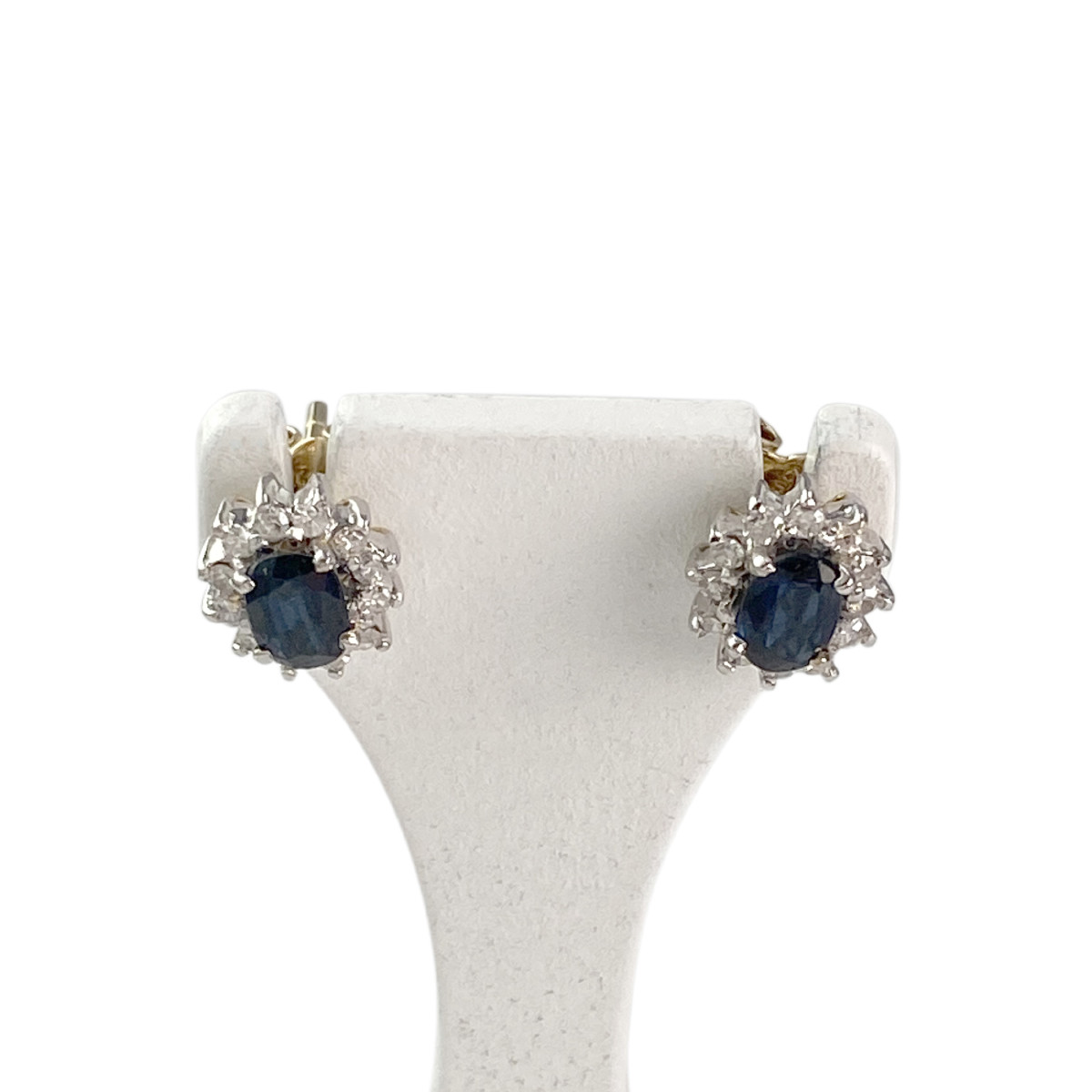 Boucles d'oreilles d'occasion or 585 jaune saphir diamant