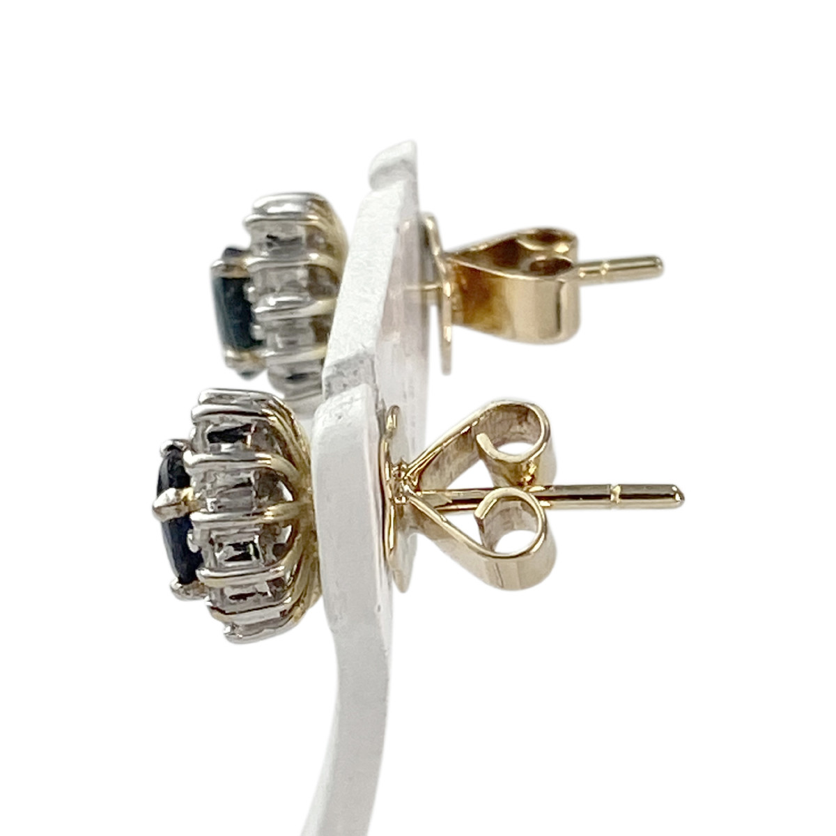 Boucles d'oreilles d'occasion or 585 jaune saphir diamant - vue 2