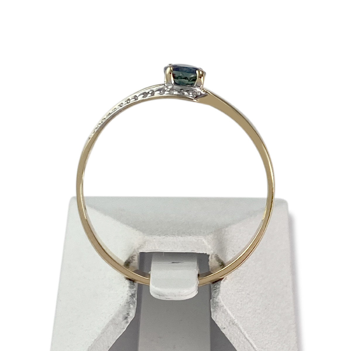 Bague d'occasion or 750 jaune saphir diamant - vue 3