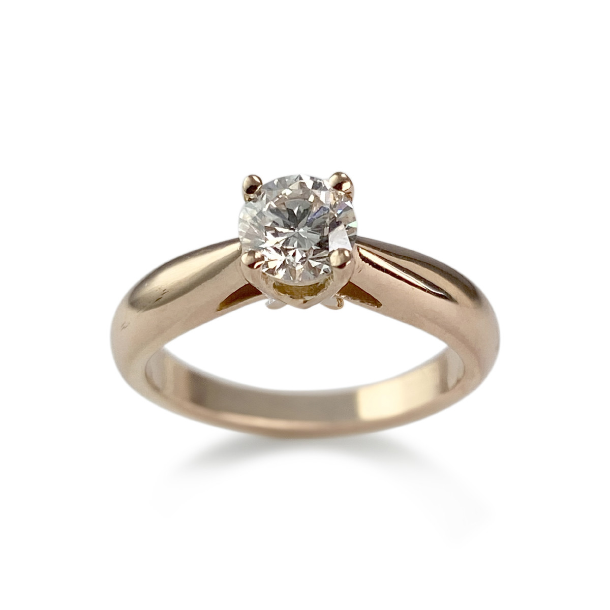 Solitaire d'occasion or 750 rose diamant