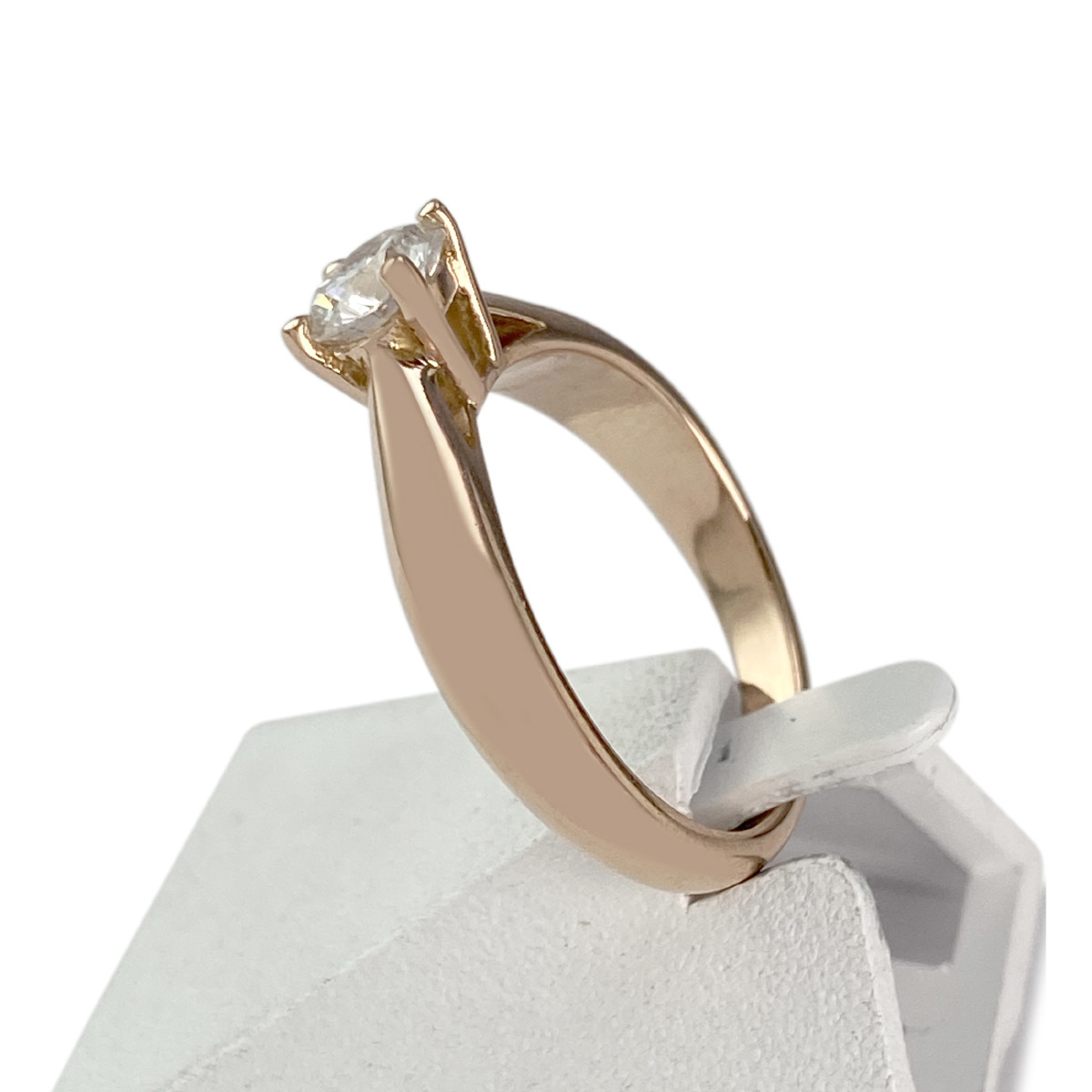 Solitaire d'occasion or 750 rose diamant - vue 2