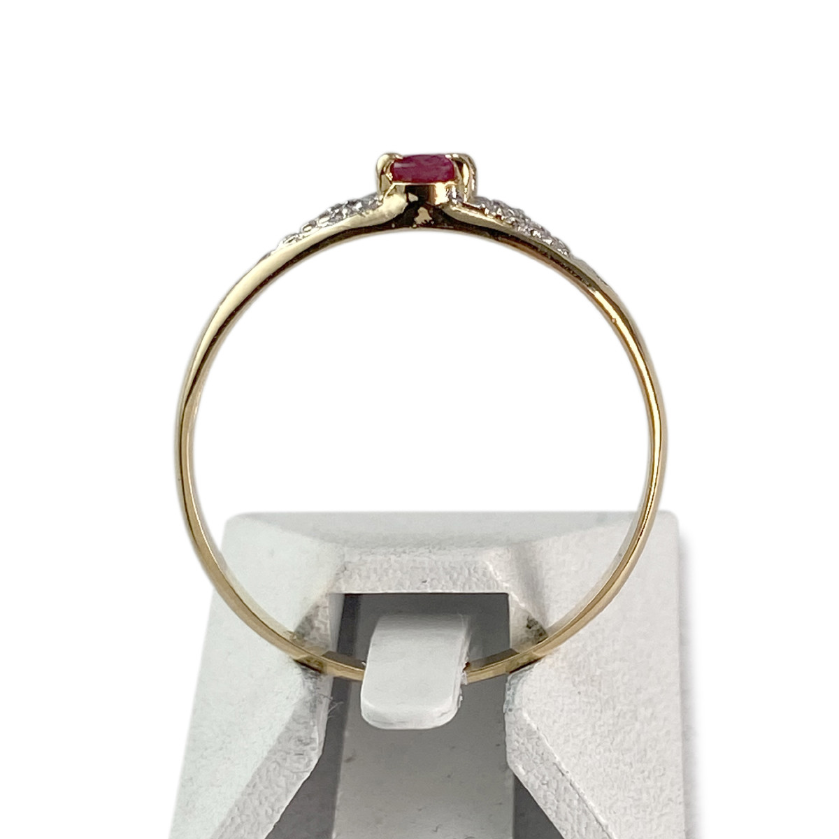 Bague d'occasion or 750 jaune rubis diamant - vue 3