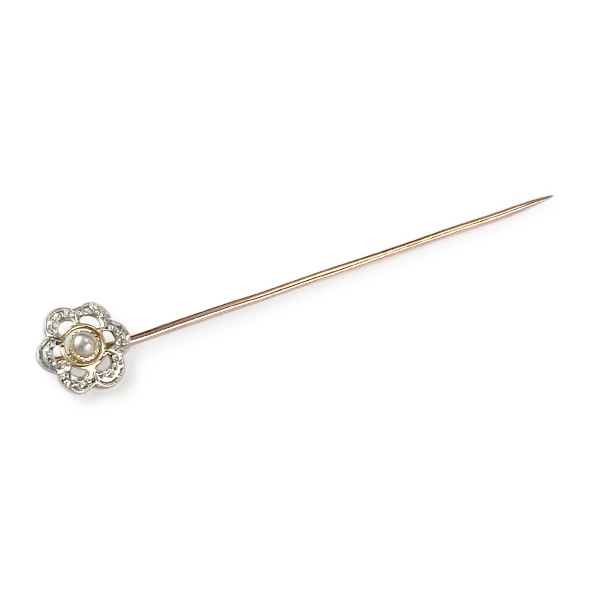 Attache cravate d'occasion or 750 2 tons perle