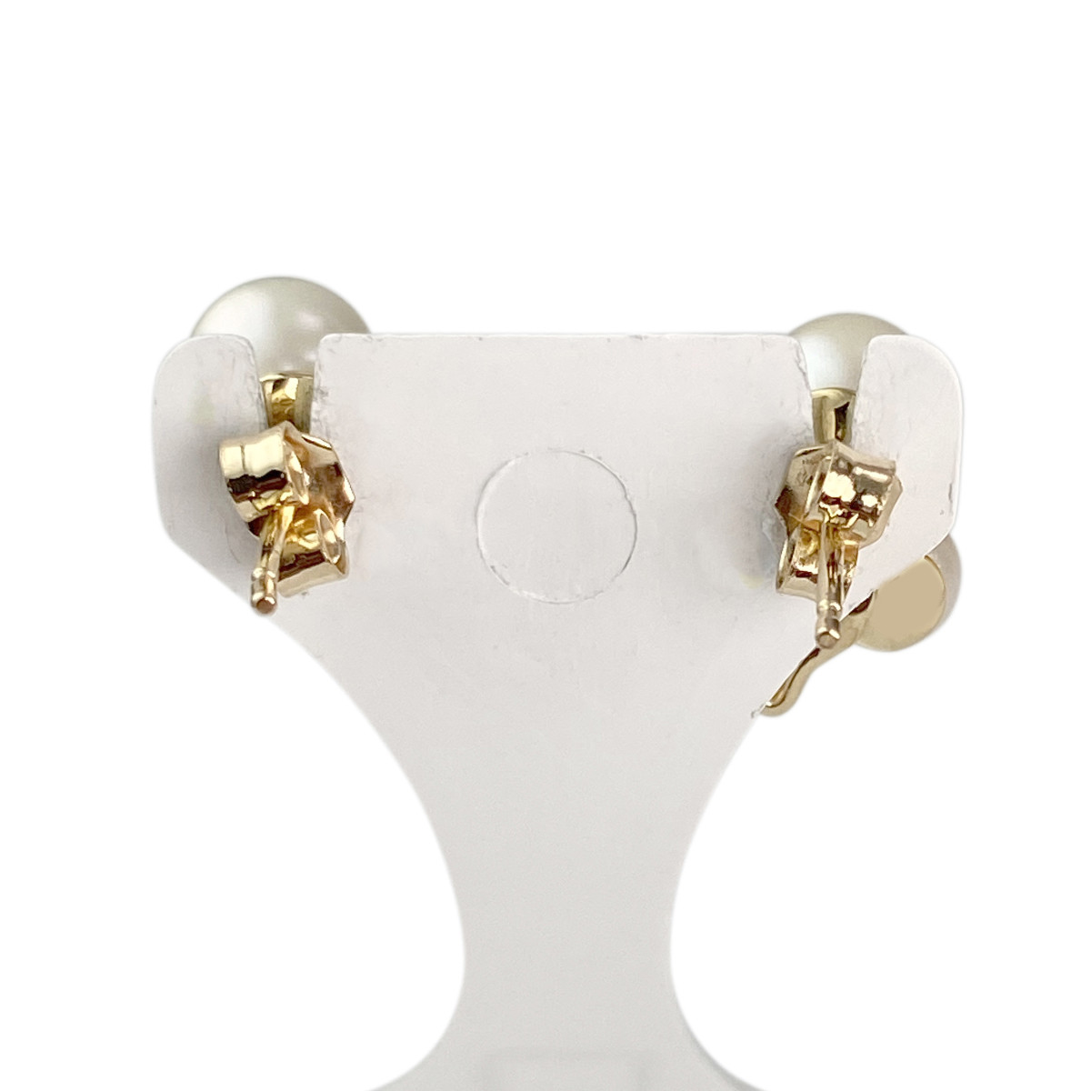 Boucles d'oreilles d'occasion or 750 2 tons perles de culture diamants - vue 3