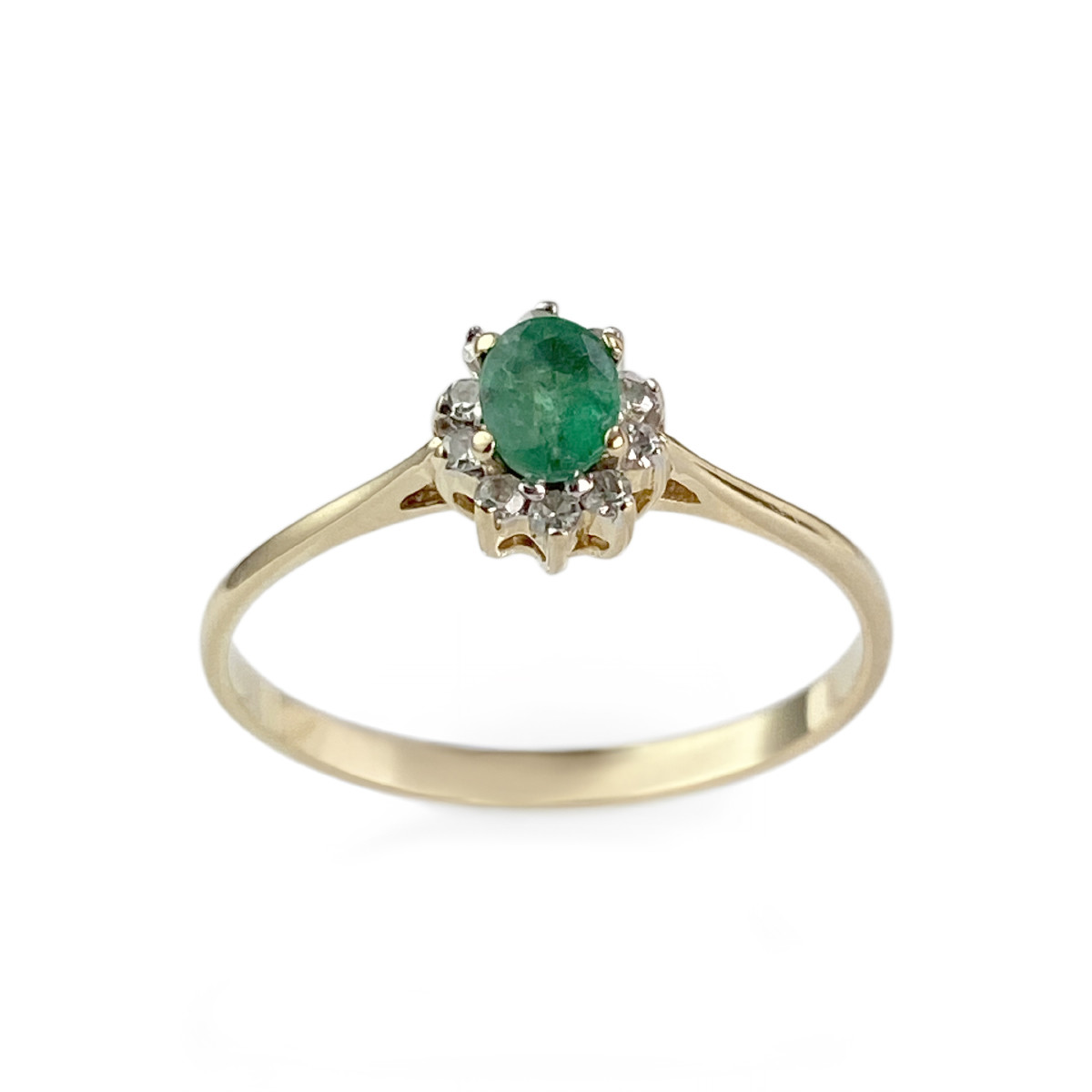 Bague d'occasion or 750 jaune émeraude diamant