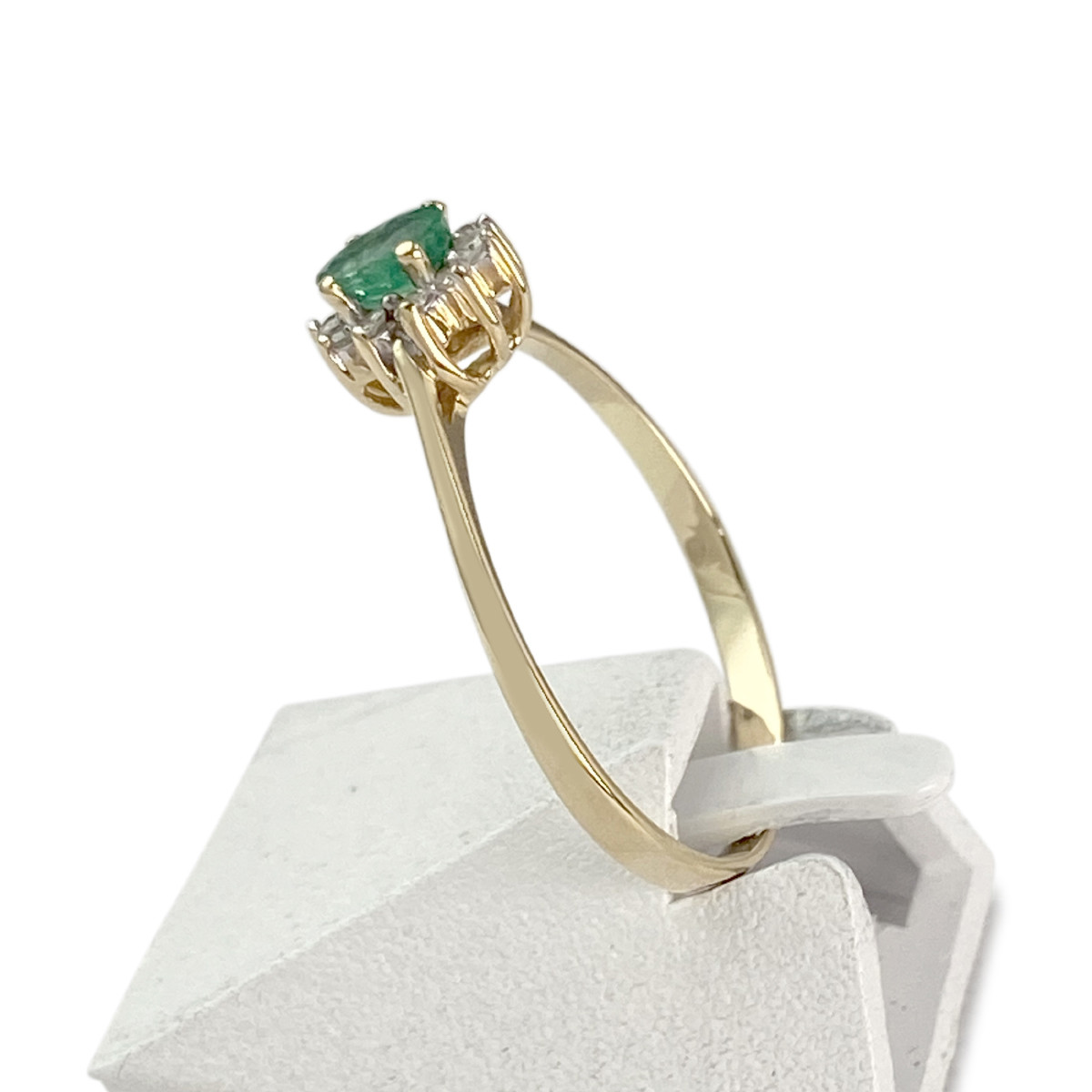 Bague d'occasion or 750 jaune émeraude diamant - vue 2