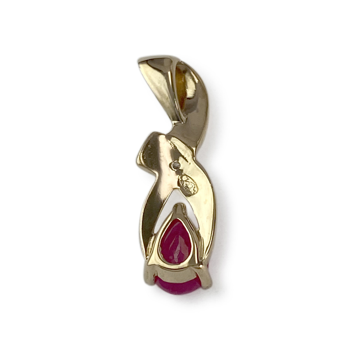 Pendentif d'occasion or 750 jaune diamant rubis - vue 2