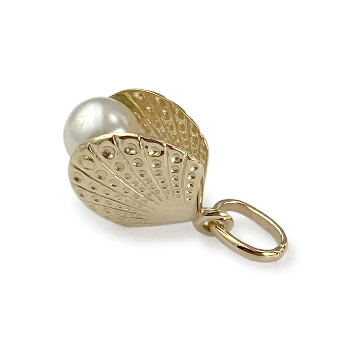 Pendentif d'occasion or 750 jaune coquillage perle imitation - vue 2