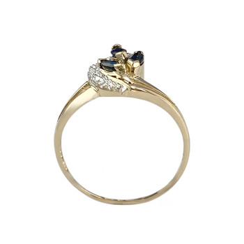 Bague d'occasion or 750 jaune saphir diamants