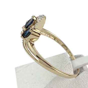 Bague d'occasion or 750 jaune saphir diamants