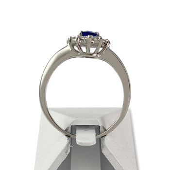 Bague d'occasion or 750 blanc fleur saphir diamants